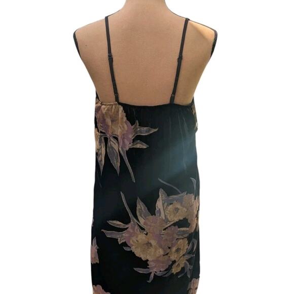 Band of Gypsies Velvet Burnout Slip Dress M Floral Lace Side Slits Lined Y2K - Picture 5 of 12